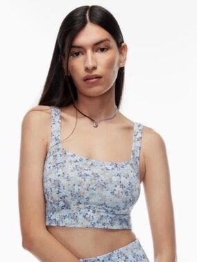 Blue floral cropped tank